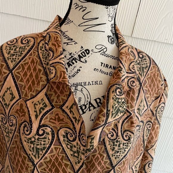 Vintage Bogari 100% Silk One Button Abstract Multi Color Blazer Women's S (C4) - Picture 2 of 12